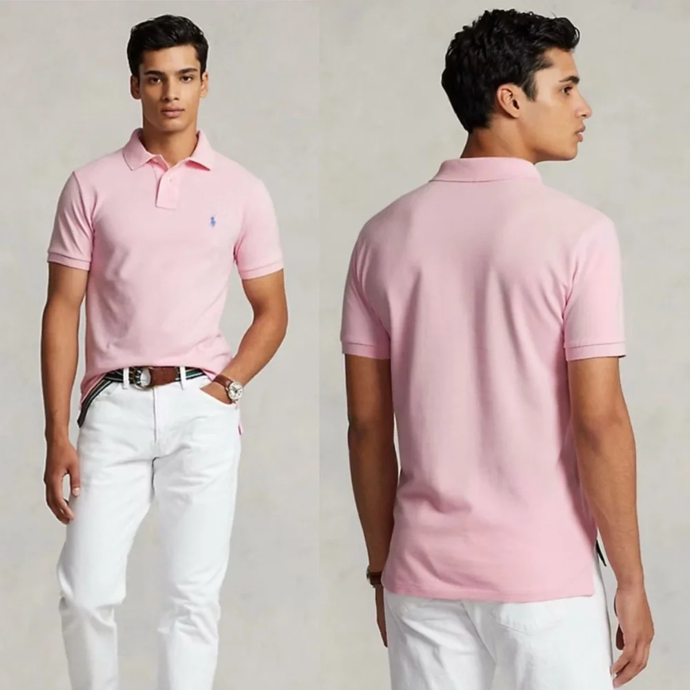 Polo Ralph Lauren Classic Fit Solid Pink Mesh Polo Shirt Pony Logo Size L